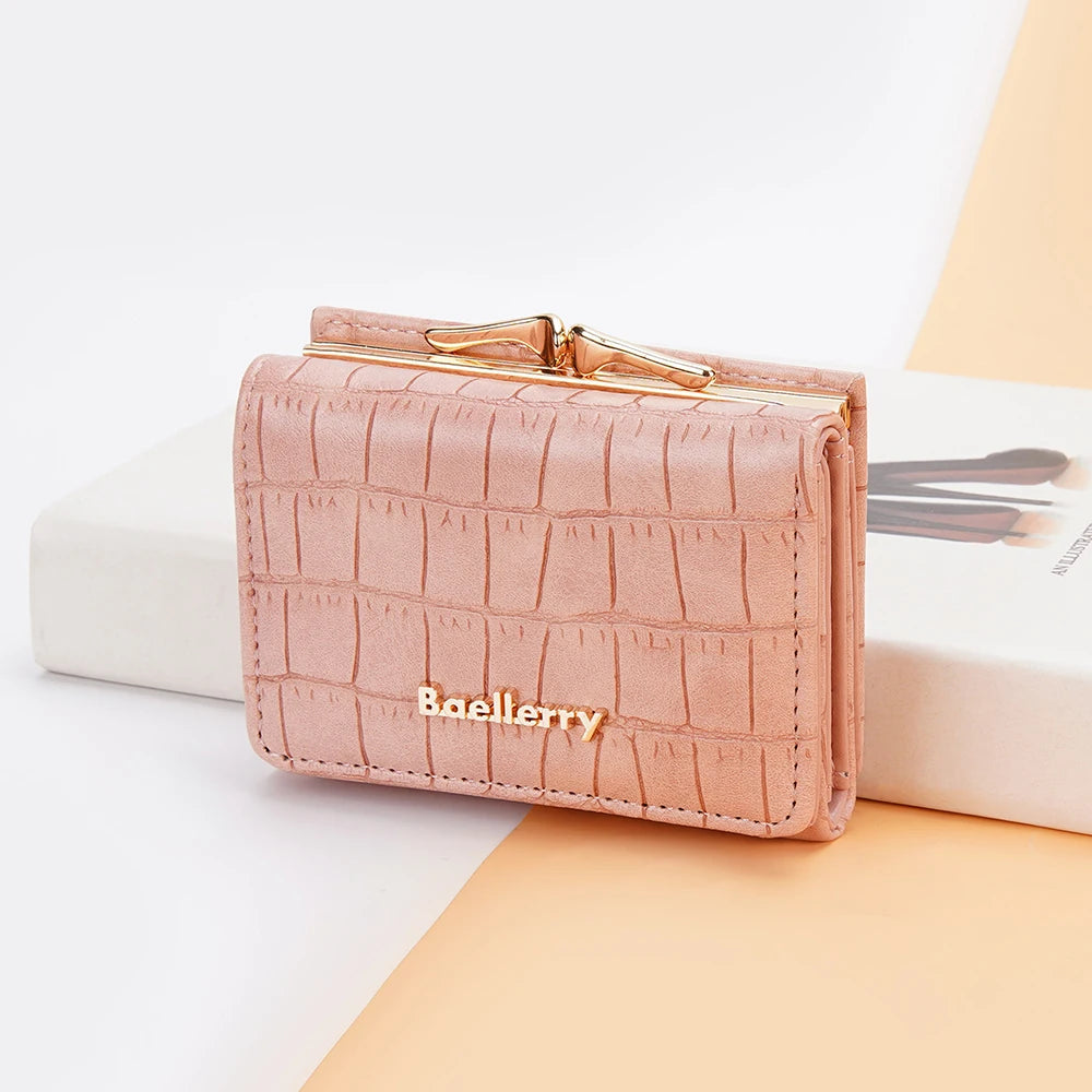 Casual Solid Coin Hasp Card Holder Pocket Crocodile Pattern Purse Photo Holder Wallet Mssza