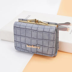 Casual Solid Coin Hasp Card Holder Pocket Crocodile Pattern Purse Photo Holder Wallet Mssza