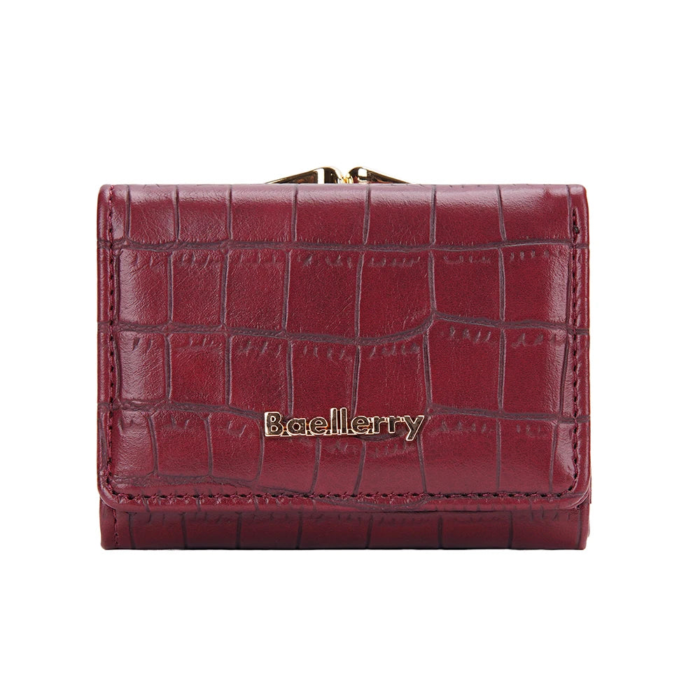 Casual Solid Coin Hasp Card Holder Pocket Crocodile Pattern Purse Photo Holder Wallet Mssza