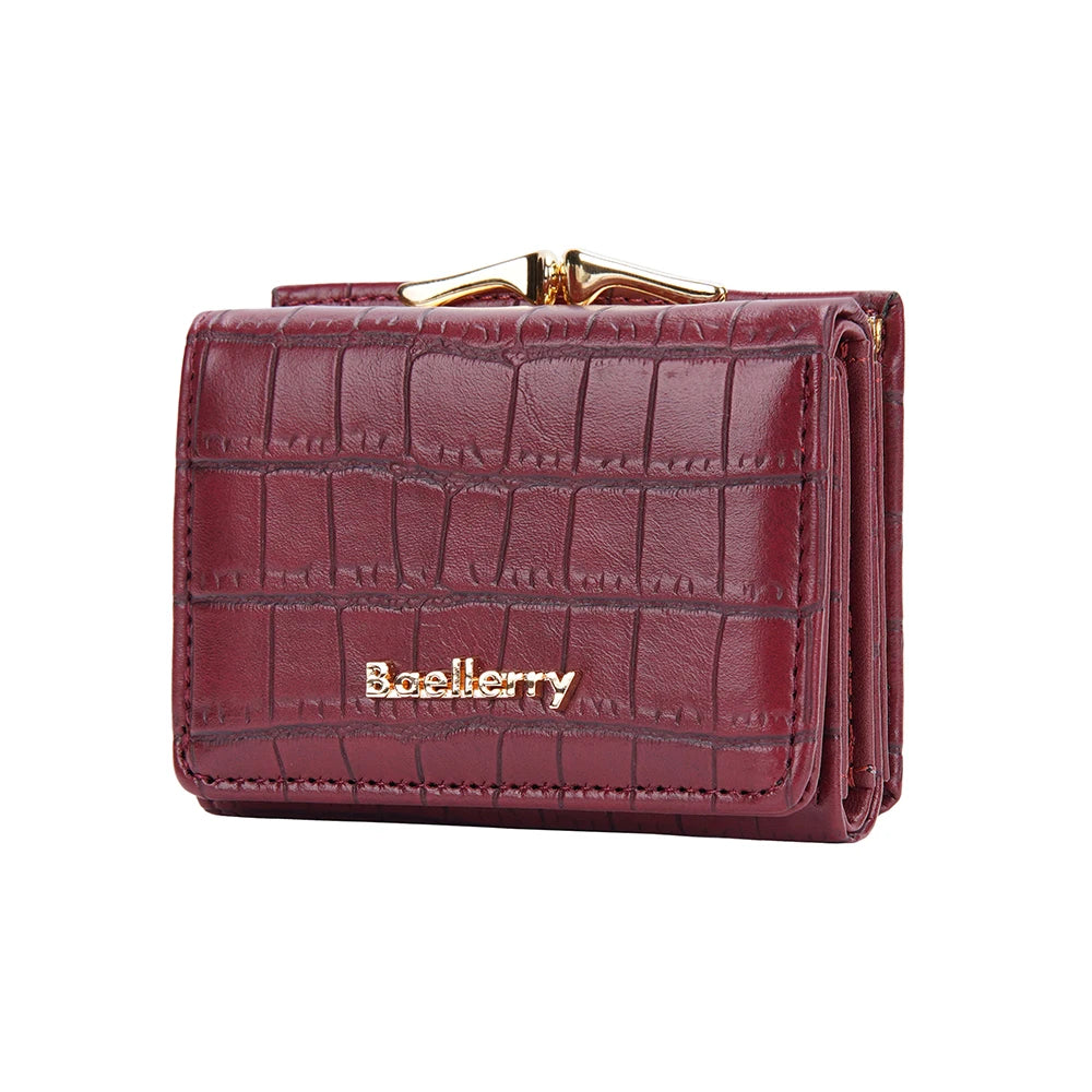 Casual Solid Coin Hasp Card Holder Pocket Crocodile Pattern Purse Photo Holder Wallet Mssza