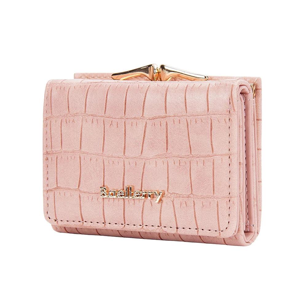 Casual Solid Coin Hasp Card Holder Pocket Crocodile Pattern Purse Photo Holder Wallet Mssza