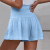 Casual Solid Color Breathable Elastic Waist Wide Leg Shorts Mssza