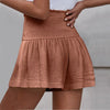 Casual Solid Color Breathable Elastic Waist Wide Leg Shorts Mssza