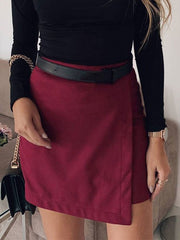 Casual Solid Color Cotton Blend Skirt Mssza