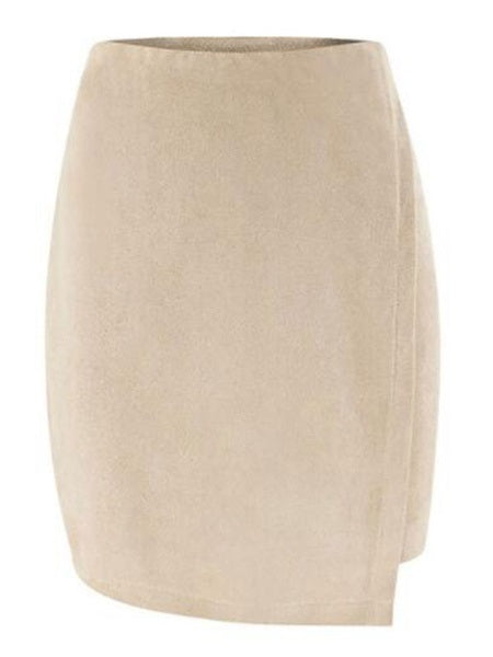 Casual Solid Color Cotton Blend Skirt Mssza