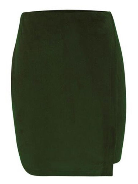 Casual Solid Color Cotton Blend Skirt Mssza
