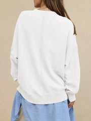 Casual Solid Color Dropped Shoulders Oversized Sweatshirt Mssza