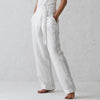 Casual Solid Color Elastic Binding Foot Cotton Line High Wasit Pocket Pants Mssza