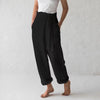 Casual Solid Color Elastic Binding Foot Cotton Line High Wasit Pocket Pants Mssza