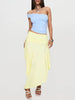 Casual Solid Color High Waist Pleated Hem Trendy Asymmetrical Long Skirt Mssza