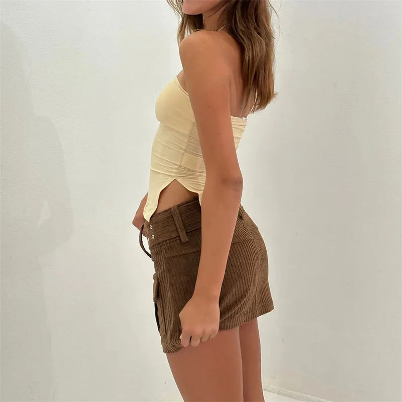 Casual Solid Color Off-Shoulder Strapless Sleeveless Streetwear Tube Top Mssza