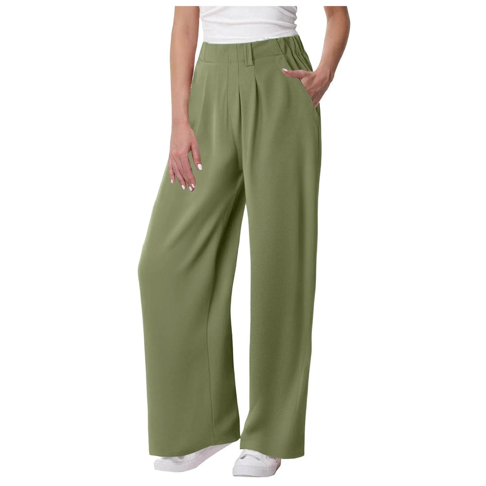 Casual Solid Color Pocket Straight Tube Loose Stretch Yoga Baggy Joggers Mssza
