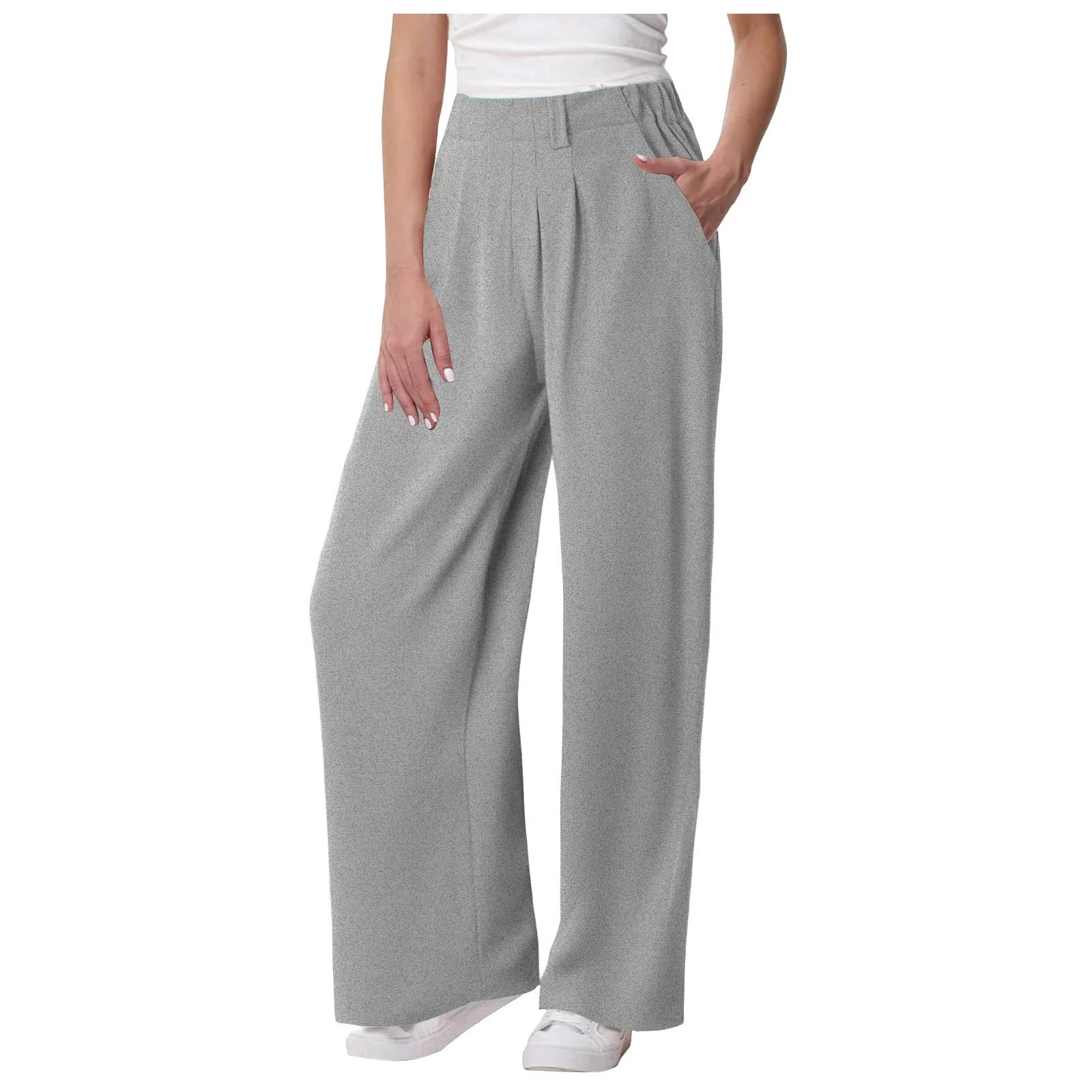 Casual Solid Color Pocket Straight Tube Loose Stretch Yoga Baggy Joggers Mssza