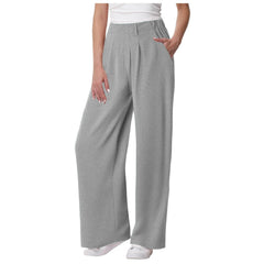 Casual Solid Color Pocket Straight Tube Loose Stretch Yoga Baggy Joggers Mssza