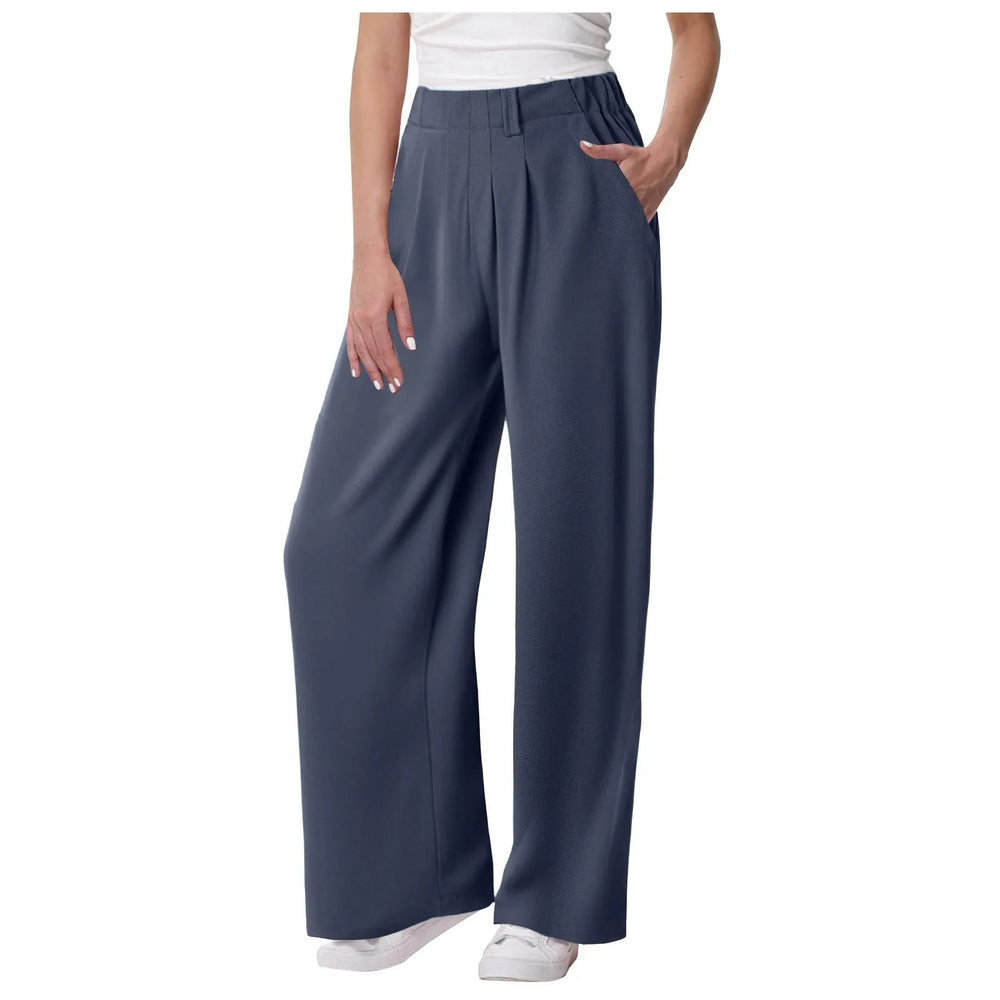 Casual Solid Color Pocket Straight Tube Loose Stretch Yoga Baggy Joggers Mssza