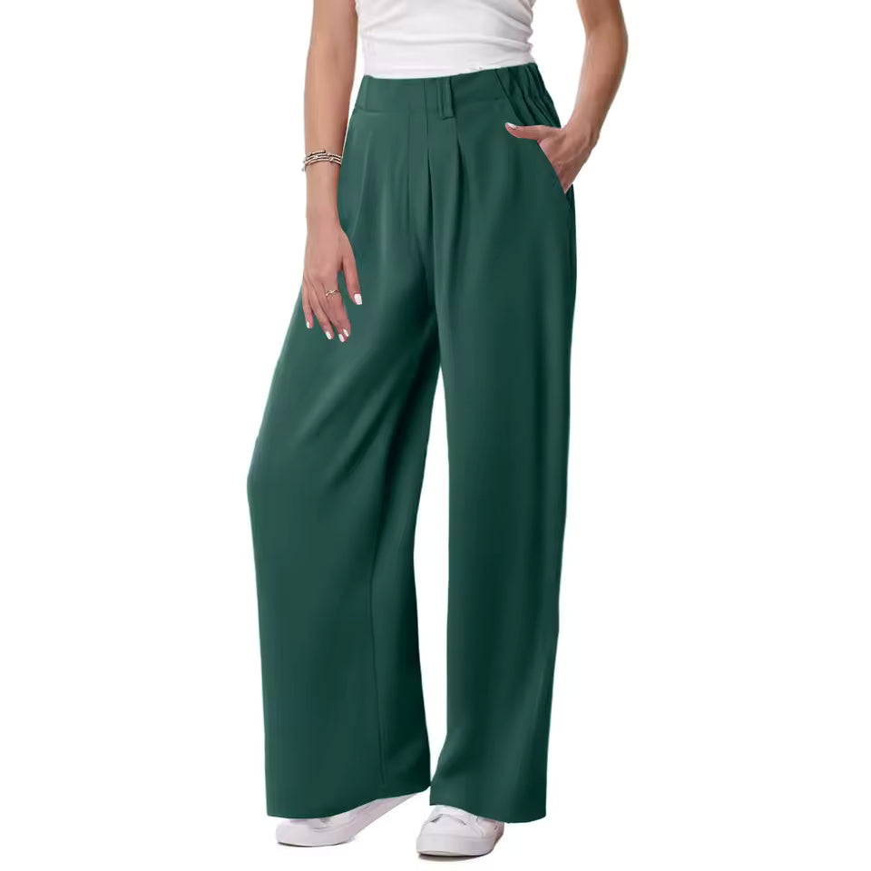 Casual Solid Color Pocket Straight Tube Loose Stretch Yoga Baggy Joggers Mssza
