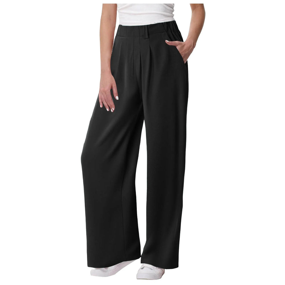 Casual Solid Color Pocket Straight Tube Loose Stretch Yoga Baggy Joggers Mssza