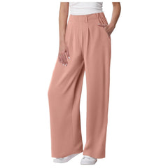 Casual Solid Color Pocket Straight Tube Loose Stretch Yoga Baggy Joggers Mssza