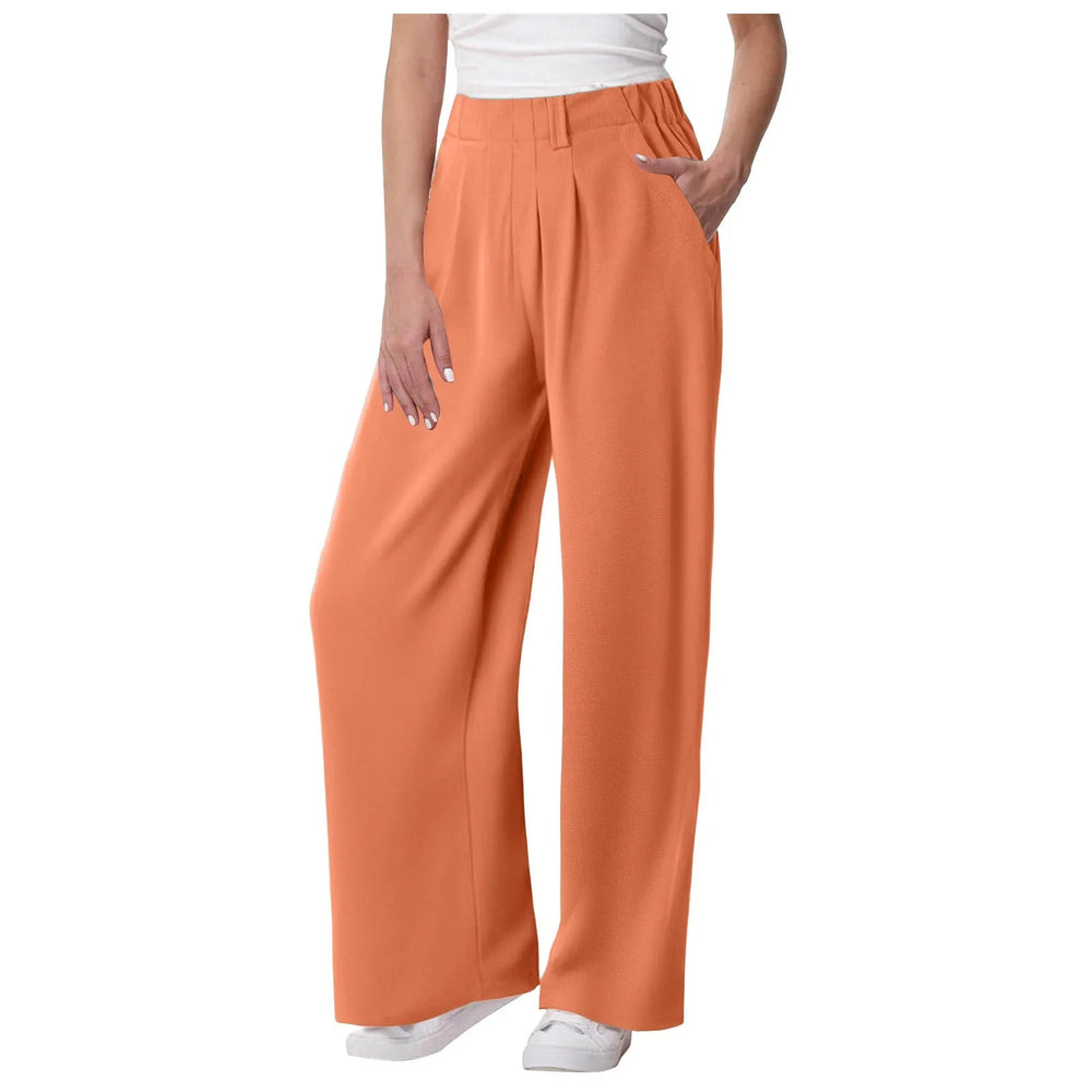 Casual Solid Color Pocket Straight Tube Loose Stretch Yoga Baggy Joggers Mssza