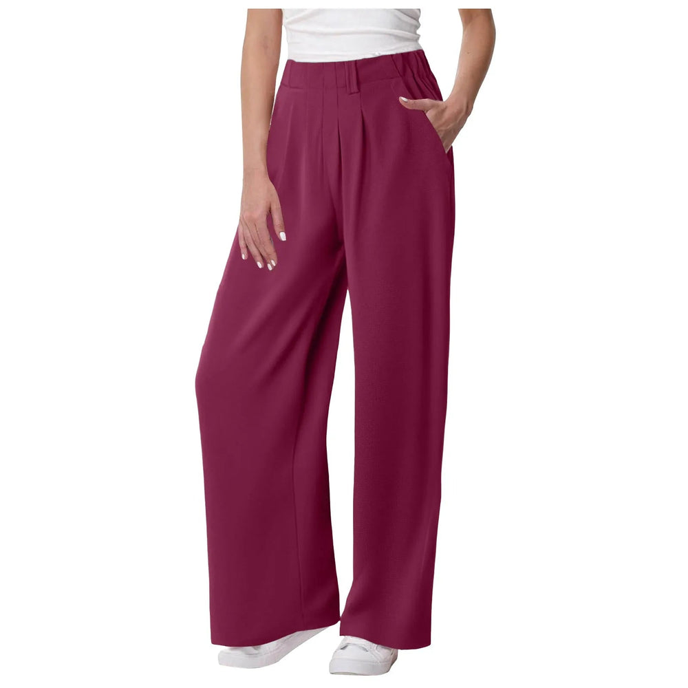 Casual Solid Color Pocket Straight Tube Loose Stretch Yoga Baggy Joggers Mssza