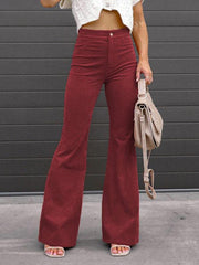 Casual Solid Color Polyester High Waist Floor Length Flared Jeans Mssza