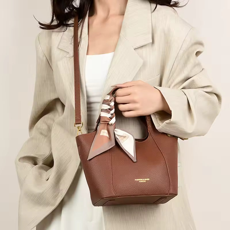 Casual Solid Color Shoulder High-Quality Portable Fashionable and Easiest Bucket Crossbody Bag Mssza