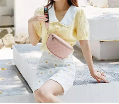 Casual Solid Color Single Shoulder Waist Rhomboid Letter Embroidery Cross-body Chest Bag Mssza
