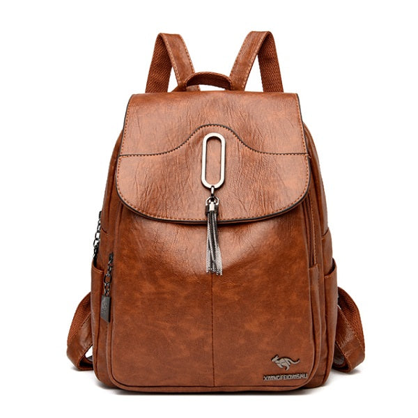 Casual Solid Color Travel Backpack Retro Bag Mssza