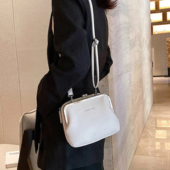 Casual Solid Color Versatile PU Leather Clip Messenger Crossbody Shoulder Bag Mssza