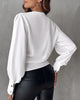Casual Solid Color Zipper V-Neck Pleated Blouses Long Sleeves Office Shirts Tops Mssza