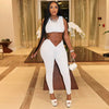 Casual Solid Crop Top And Pant Ribbed 2 Piece Set Tracksuits Mssza