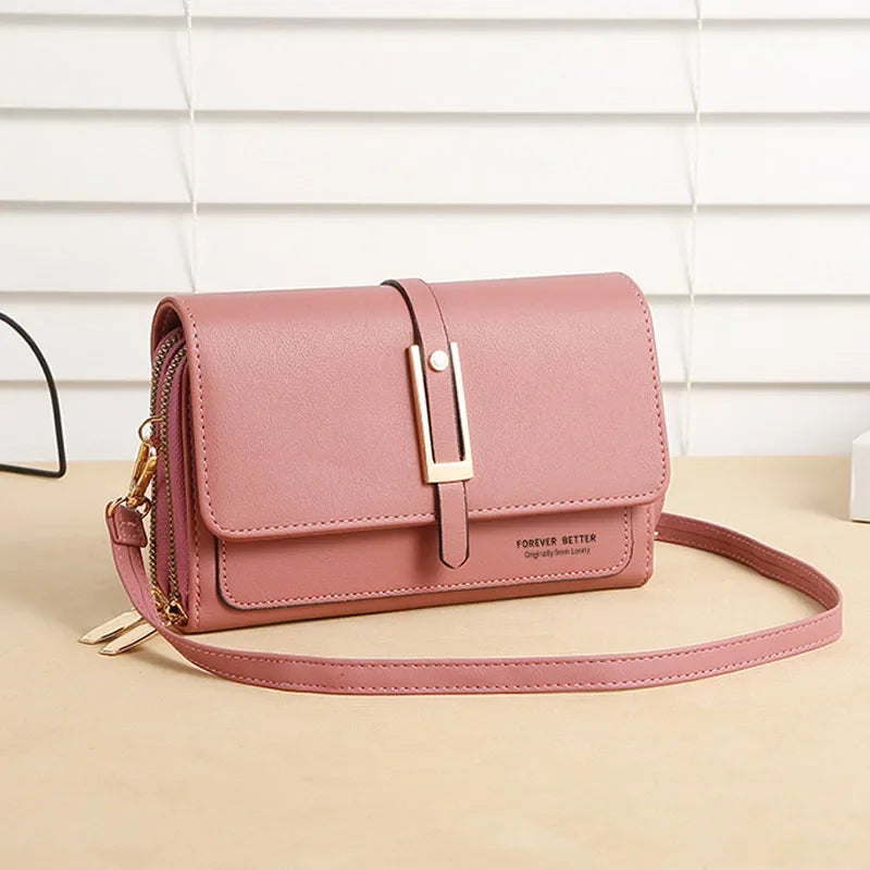 Casual Solid Flap Pocket Trendy and Retro PU Mobile Phone Shoulder Bag Mssza