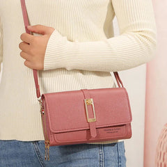 Casual Solid Flap Pocket Trendy and Retro PU Mobile Phone Shoulder Bag Mssza