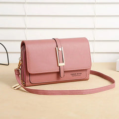 Casual Solid Flap Pocket Trendy and Retro PU Mobile Phone Shoulder Bag Mssza