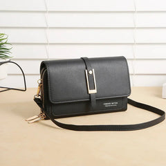 Casual Solid Flap Pocket Trendy and Retro PU Mobile Phone Shoulder Bag Mssza