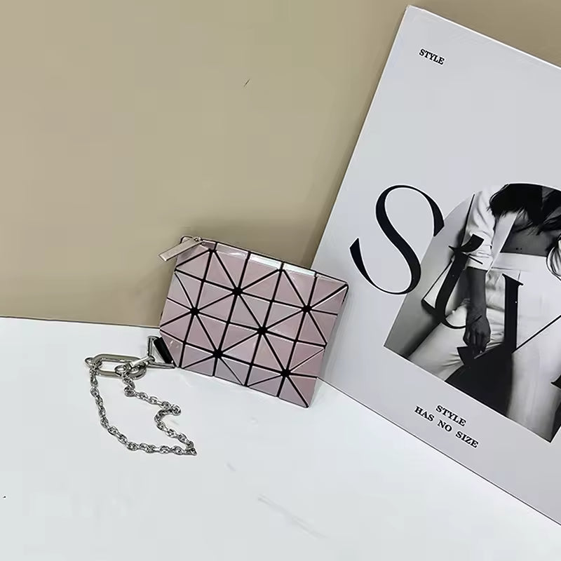 Casual Solid Geometric Design Compact For Key Versatile Coin Card Storage Wallet Mssza