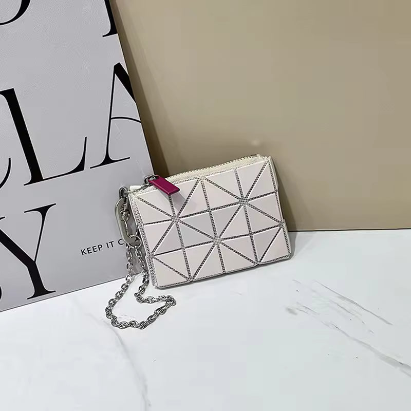 Elegant Solid Geometric Design Compact For Key Versatile Coin Card Storage Wallet Mssza