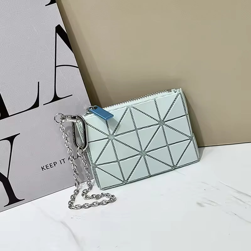 Elegant Solid Geometric Design Compact For Key Versatile Coin Card Storage Wallet Mssza