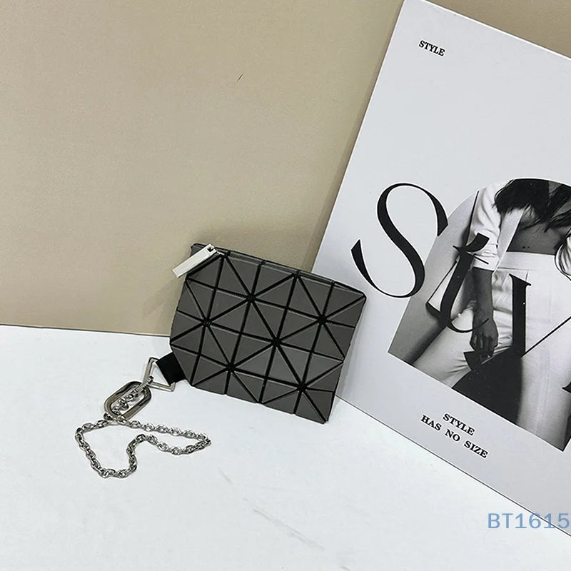 Casual Solid Geometric Design Compact For Key Versatile Coin Card Storage Wallet Mssza