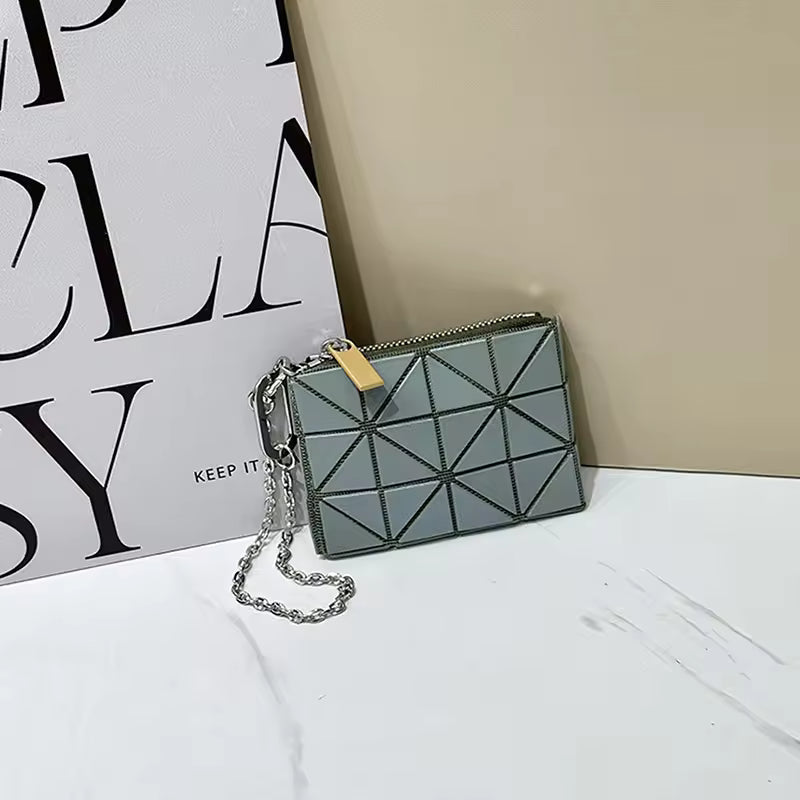 Elegant Solid Geometric Design Compact For Key Versatile Coin Card Storage Wallet Mssza