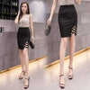 Casual Solid High Waist Button Asymmetrical Split Hip Wrap Mini Skirt Mssza