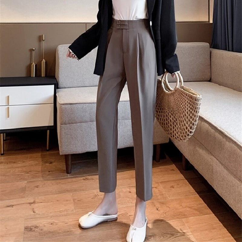 Casual Solid High Waist Harem Pants Flat Pants Mssza