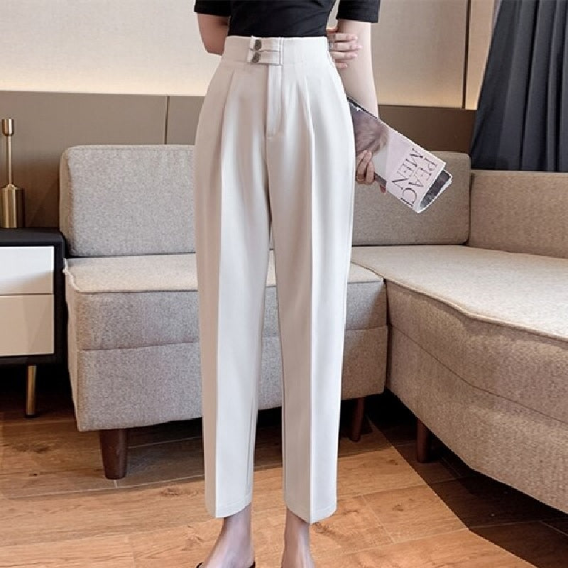 Casual Solid High Waist Harem Pants Flat Pants Mssza