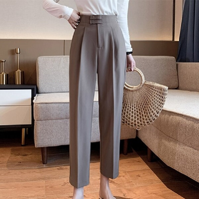 Casual Solid High Waist Harem Pants Flat Pants Mssza