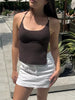 Casual Solid Knitted Backless Halter Sleeveless Bandage Camis Top Mssza