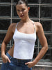 Casual Solid Knitted Backless Halter Sleeveless Bandage Camis Top Mssza