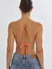 Casual Solid Knitted Backless Halter Sleeveless Bandage Camis Top Mssza