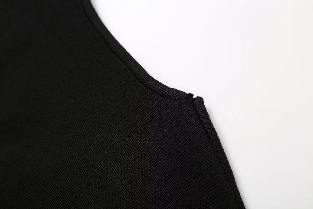 Casual Solid Knitted Vests Short Sleeve V-neck Top Two Buttons Mssza