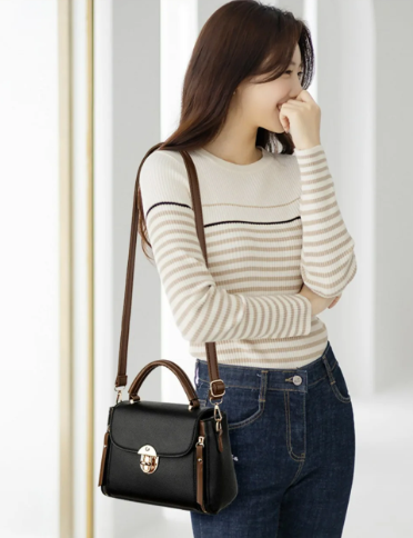Casual Solid Multi Layer Handheld Single Versatile Shoulder Crossbody Tote Bag Mssza