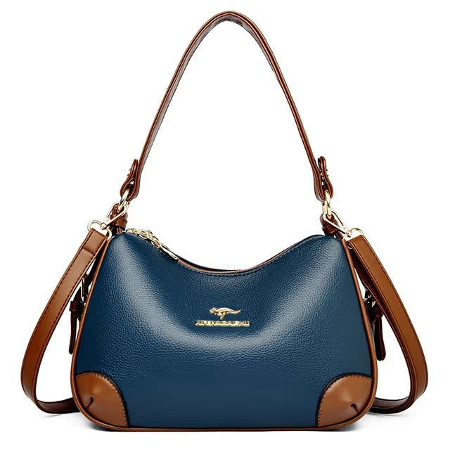 Casual Solid PU Leather Zipper Multi Pockets Crossbody Shoulder Sling Bag Mssza